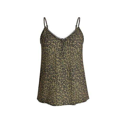 IZURIA Round-Neck Olive Green Leopard-Print Camisole L