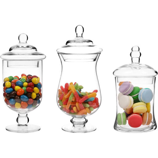MyGift Clear Glass Apothecary Jars with Lid