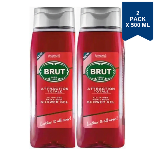 Brut Shower Gel Attraction Totale 500ml 2-Pack