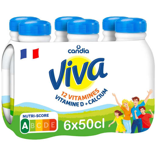 Pack Candia Viva de lait demi-écrémé, 6 × 50 cl