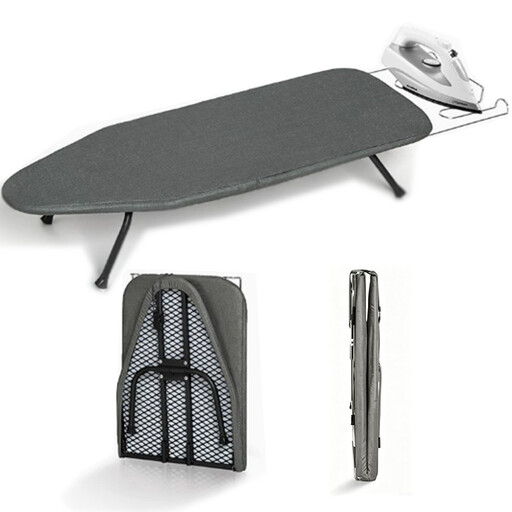 JORDAN&JUDY Desktop Folding Ironing Board, Household Retractable & Foldable Storage, Gray