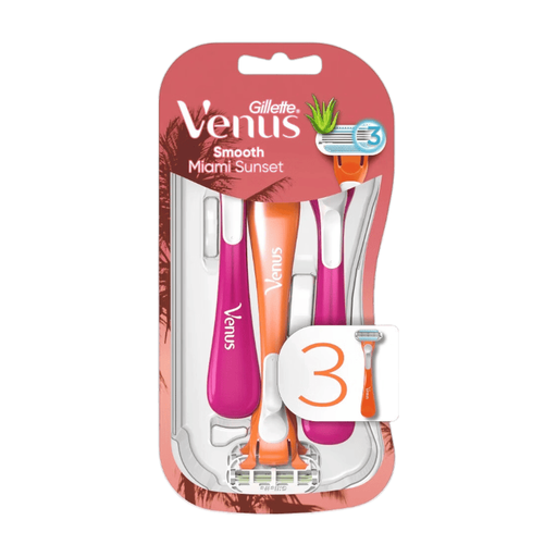 GILLETTE Venus Smooth Disposable Razors Miami Sunset Pack of 3 Razors