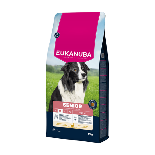 Eukanuba Life Care, nourriture au poulet pour chien senior de taille moyenne, 15 kg