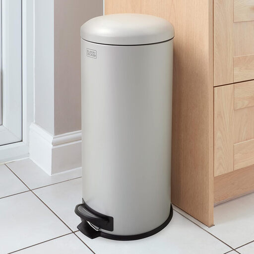 BLACK+DECKER 30 L Dome Lid Pedal Bin - Grey