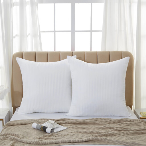 Meeallhome Satin-stripe Breathable Down Alternative Microfiber Filled pillow 80x80cm