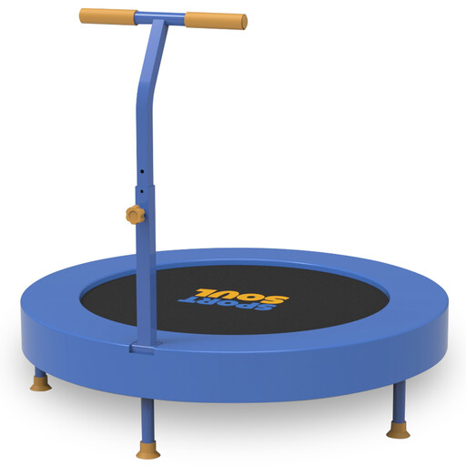 SPORTSOUL Mini Trampoline for kids, 36" Rebounder Resistance Band Trampoline 25KG Capacity with T-Shaped Adjustable Bar