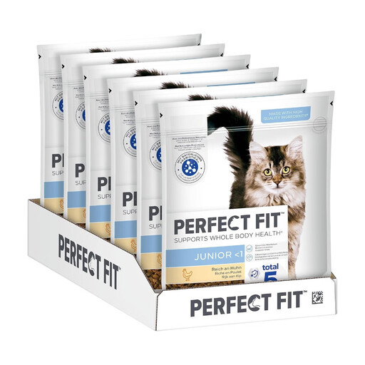 Perfect Fit Junior Dry Food for Kittens Under 1 Year - Chicken, 750g (6 Bags)