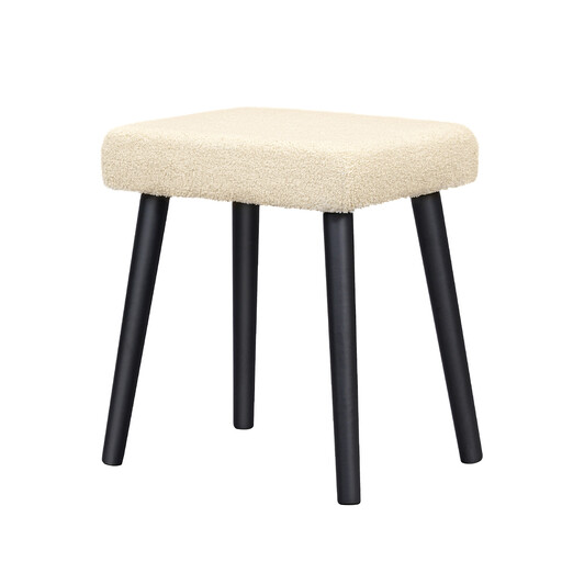 eSituro Quadratischer Schminkhocker mit Teddy-Stoff in Beige