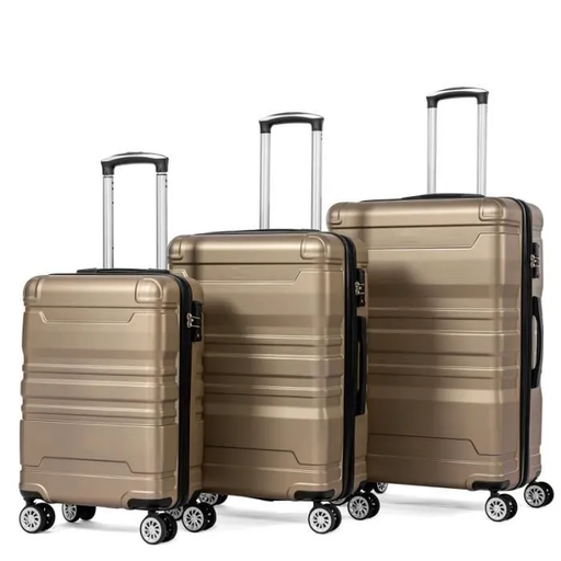 3-piece expandable luggage set in champagne gold