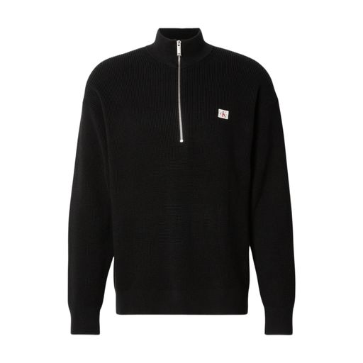Calvin Klein Men's Cotton Waffle Quarter Zip Jumper - Black