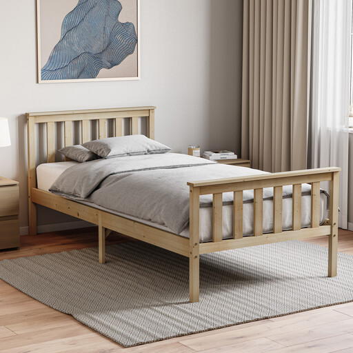 Vida Designs Bed Frame Milan Wooden High Foot Pine Single