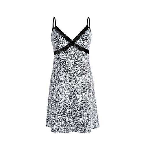 IZURIA Black Lace V-Neck Leopard-Print Suspender Dress