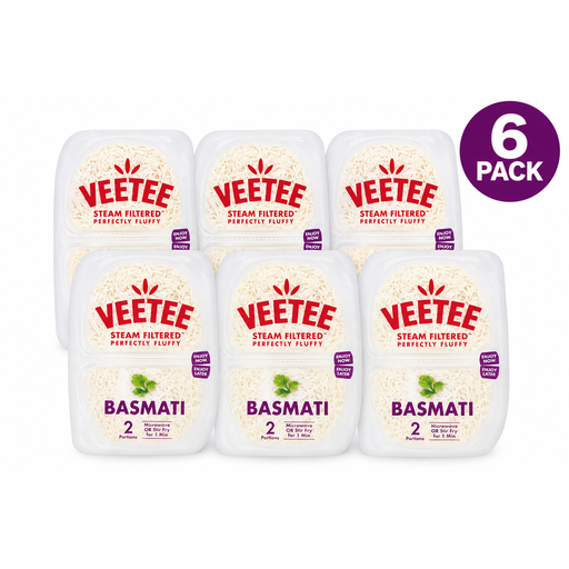 Veetee Heat & Eat Basmati Rice Pots 2 x 125g (6 Packs)