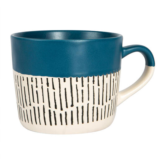 Dipped Dash Stoneware Coffee Mug, 450ml, Blue