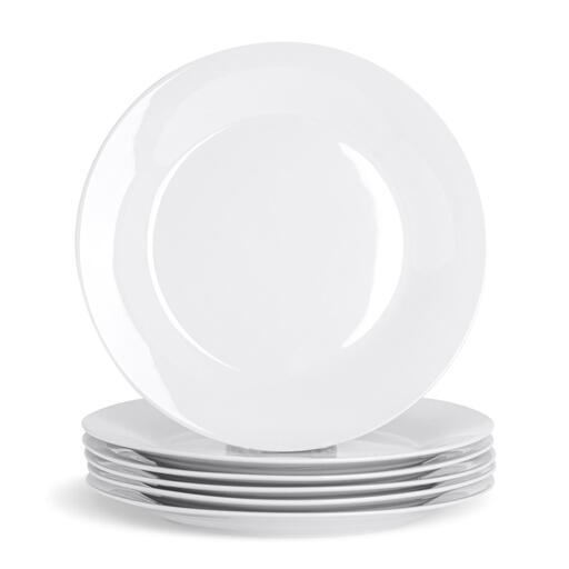 Argon Tableware Classic Wide Rimmed Dinner Plate, 27cm, Set of 6