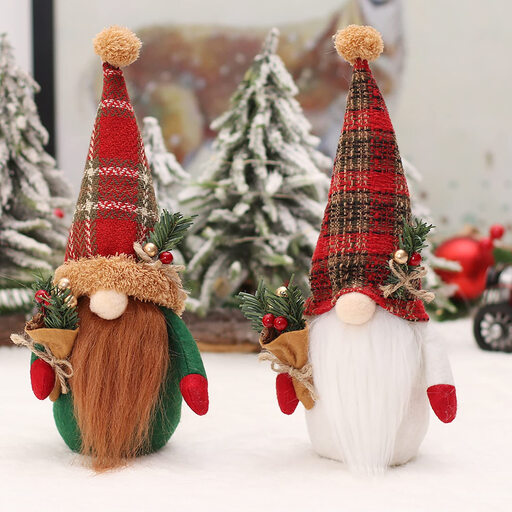 Set of 2 Farmhouse Style Christmas Gnomes, 28cm