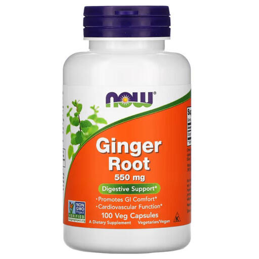 NOW Foods Ginger Root Digestive Support 550mg Capsules - 100 Vegan Capsules