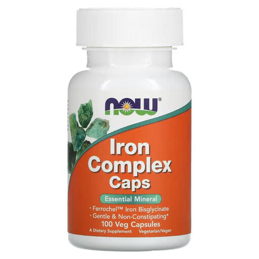 NOW Foods Iron Complex Iron Health Energy Support Capsules