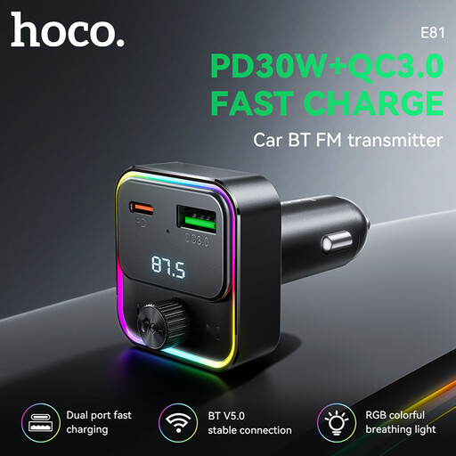 HOCO E81 Fantasy PD30W+QC3.0 car BT FM transmitter