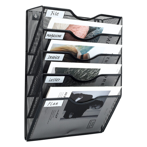 Senhoglb 5 Tier A4 Mesh Wall Pocket File Holder，Black, New Year Sale , Top gift picks