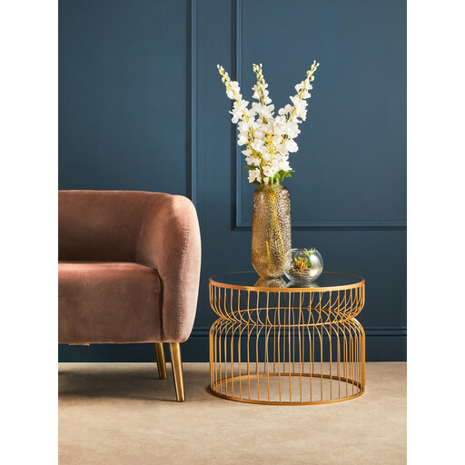 Interiors by Premier Large Side Table Avantis with Gold Finish and Mirror Top