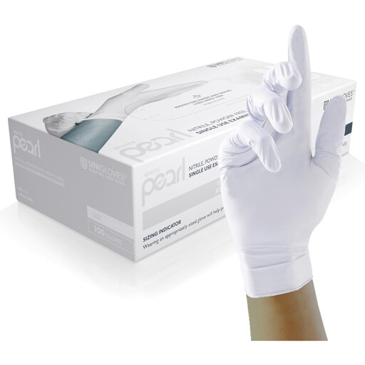 Unigloves White Pearl Nitrile Examination Gloves
