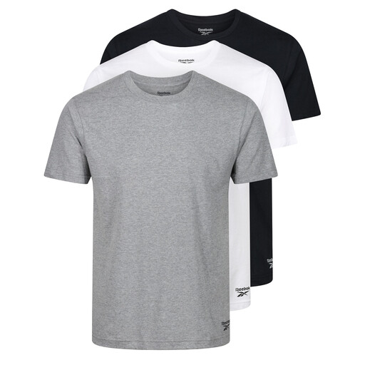 REEBOK CREW NECK TEE SANTO-BLACK/WHITE/GREY MARL-L