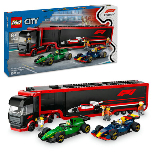 LEGO City 60445 F1 Truck with RB20 & AMR24 F1 Cars