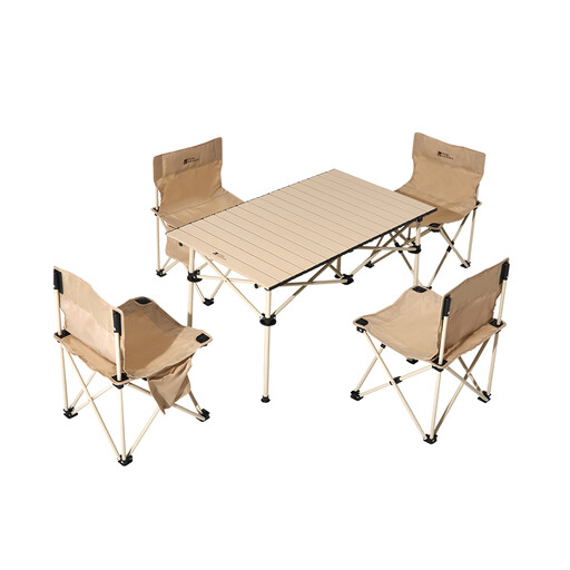 Mobi Garden, Opvouwbare Camping Stalen Tafelset met 4 Stoelen