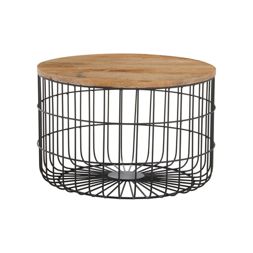 Interiors by Premier Side Table Pali Solid Mango Wood Top Round Black/Natural