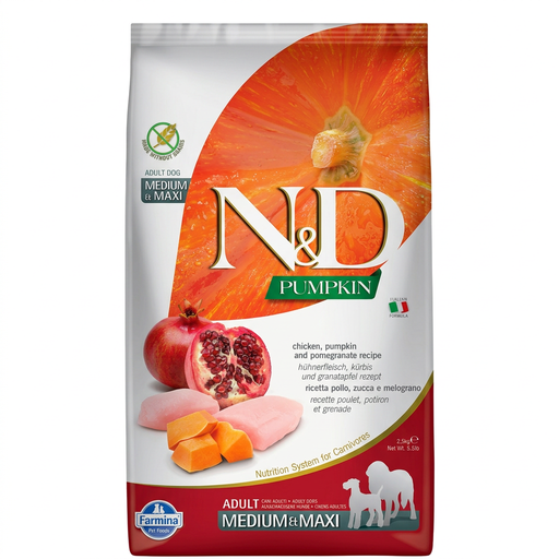 Aliments Farmina N&D Pumpkin Series au poulet pour chiens adultes de taille moyenne à grande 2,5 kg