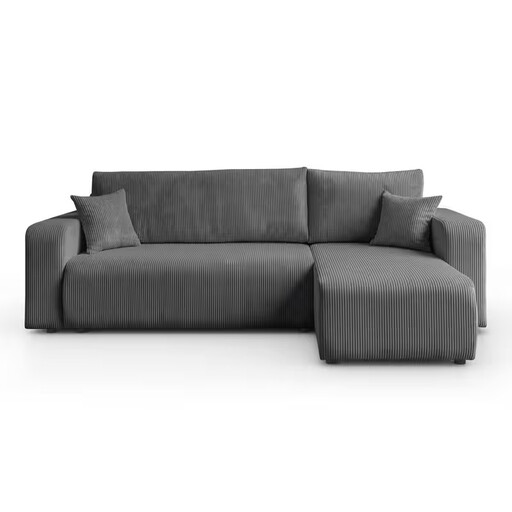 247x143x83cm Universal Upholstered Corner Sofa PRESTIGE, Grey Corduroy