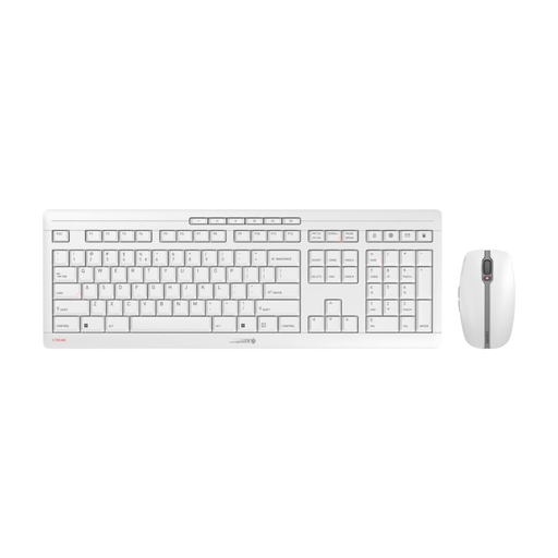 CHERRY Stream Desktop Recharge, Wireless Keyboard and Mouse Set, White-Grey
