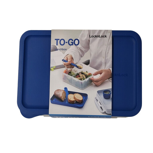 LocknLock Plastic Food ContainerTOGO NEW LUNCH BOX 1.0L-BLUE +Spork +Sauce Case