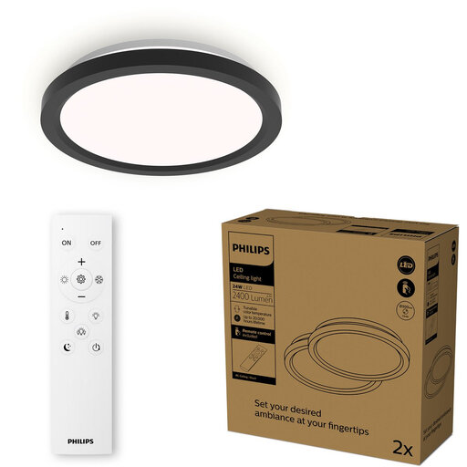 Philips Lighting All-In-One Ceiling Light - 2-Pack - Zwart