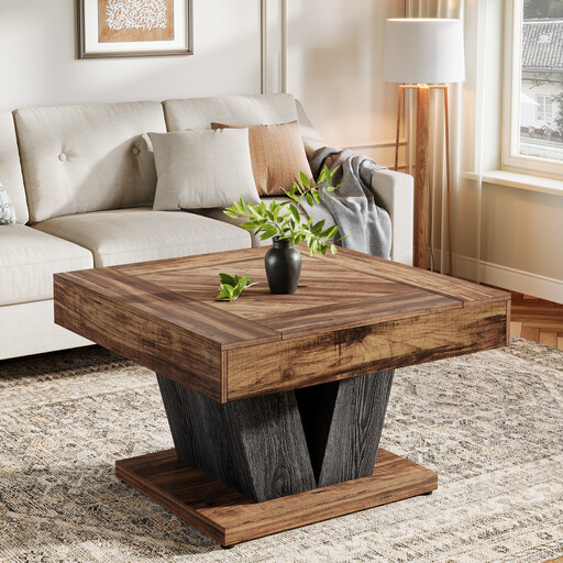 Tribesigns Quadratischer Couchtisch, 80 cm, modern