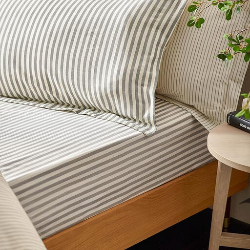 Yard Fitted Sheet Hebden Stripe in Grey