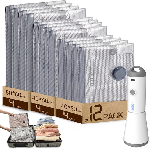 HOMOH Vacuum Bags for Clothes with Wireless Vacuum Pump