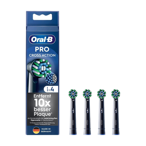 Oral-B Pro Cross Action Electric Toothbrush Heads - Black (Pack of 4)