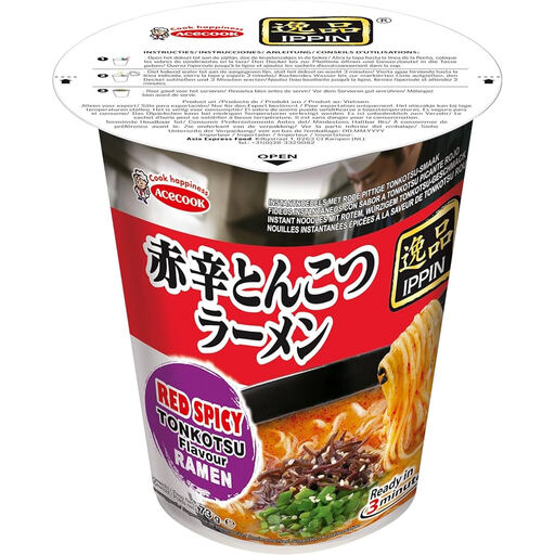 Acecook Ippin Red Spicy Tonkotsu Ramen Cup 73g