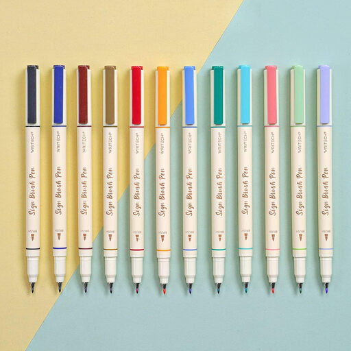 WRITECH Arts Sign Brush Pen 12 Assorted Multi Colors