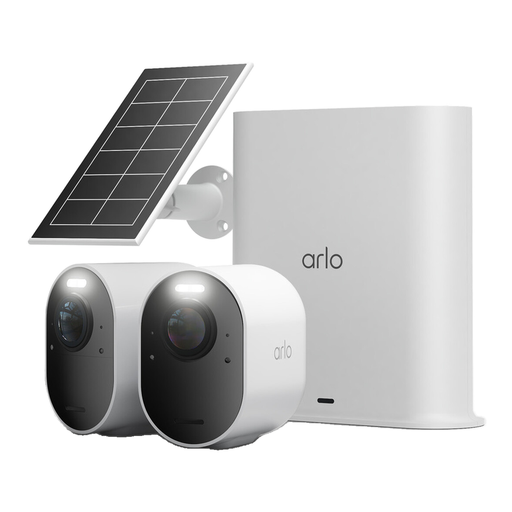 Arlo VMC5250-111EUS Ultra 3 4K Wireless WiFi Outdoor Security Camera, 2-Camera Kit + Solar Panel and Smarthub