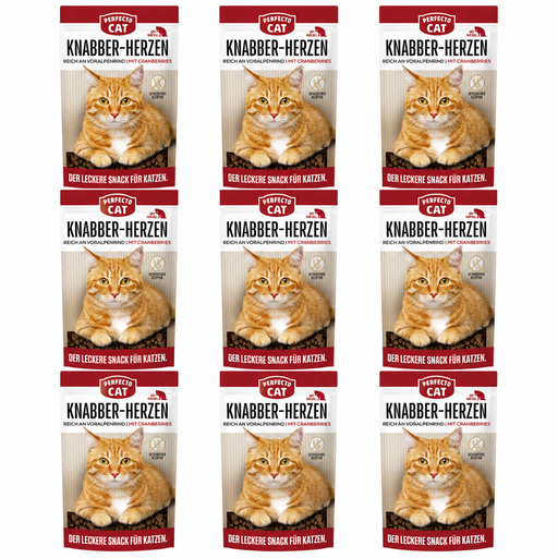 Perfecto Cat Fine Crunchy Hearts Alpine Beef & Anti Hairball 9 x 50 g