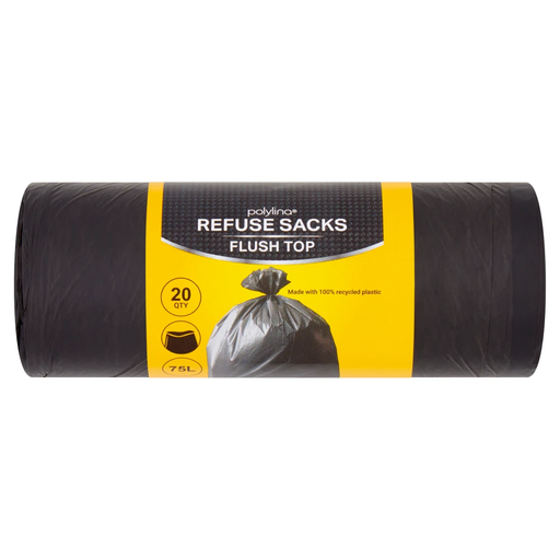 Polylina 20 Refuse Sacks Flush Top 75l