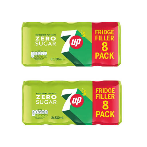 7up Zero cans, 2 × 8 × 330ml