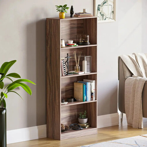 Vida Designs Cambridge 4-Shelf Bookcase in Walnut