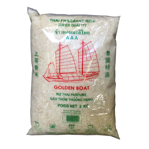 Golden Boat rice described as smoked, 2 kg pack