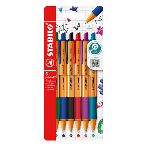 STABILO Pointball - Ballpoint Pen - Pack of 6
