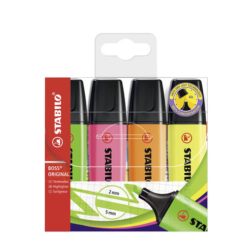 STABILO BOSS ORIGINAL - Highlighter - Pack of 4