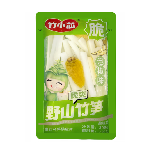 Zhuxin Hand-Sliced Bamboo Shoot Strips with Pickled Chili, 300g